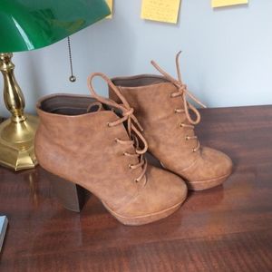 Tan Platform Pump Boots